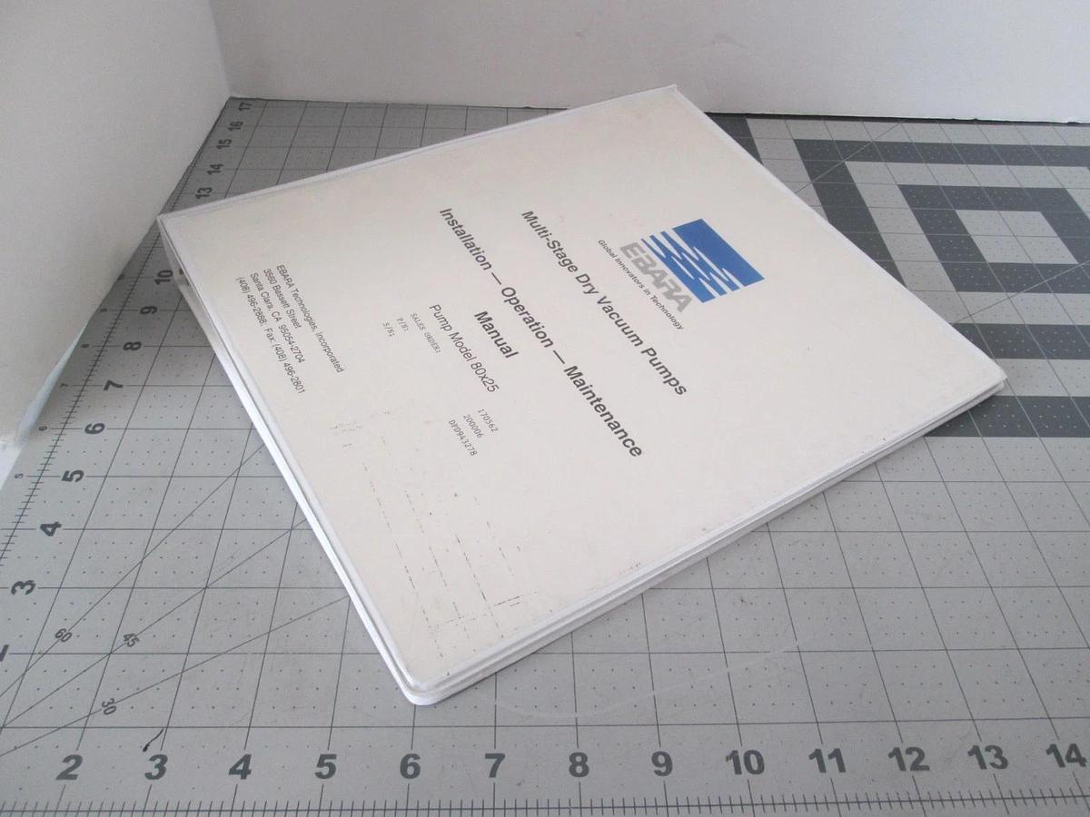 Used Ebara, Multi Stage Vacuum Pump Installation, Operation Maintenance Manual, 80x25