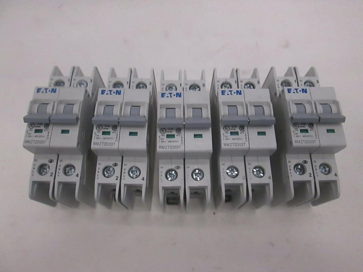 Used Eaton, WMZT2D03T, 2 Pole Circuit Breaker, Used, Lot of 5