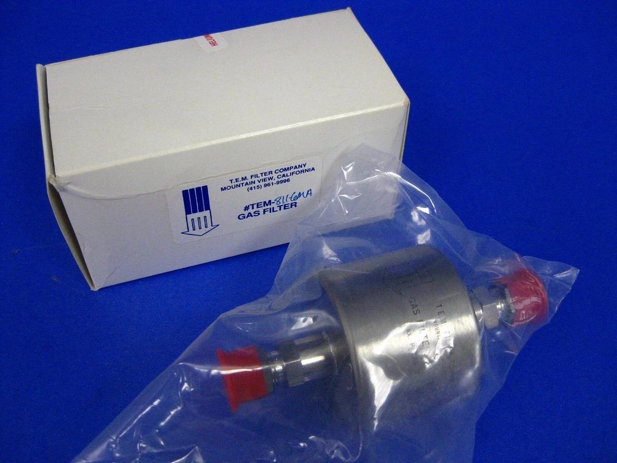 Used T.E.M. TEM-811-6MA 800 Series Gas Filter, Teflon Membrane, 3/8" Compression, NIB