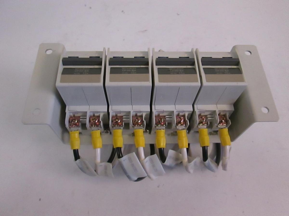 Used Mitsubishi Circuit Protector CP30-BA 15A, 2 Pole, Lot of 4 Bracket Mounted