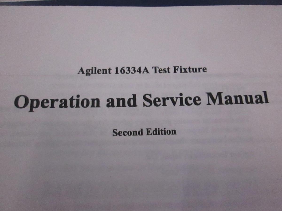 Used Agilent 16334A Test Fixture Operation and Service Manual, Used