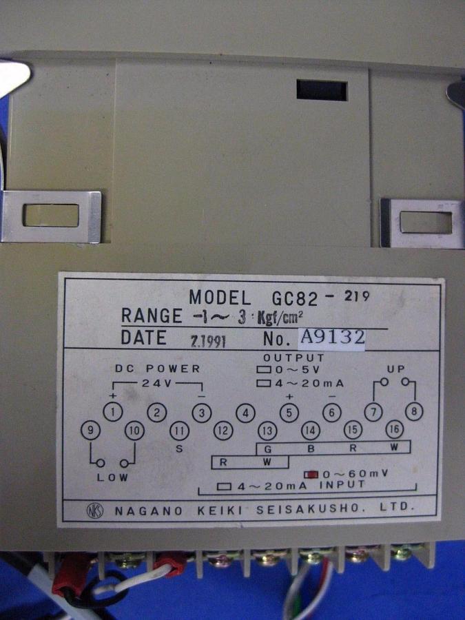 Used NAGANO KEIKI GC82-219 Digital Indicator, 24 VDC, -1 - 3 Kgf/cm2, 0-60mV