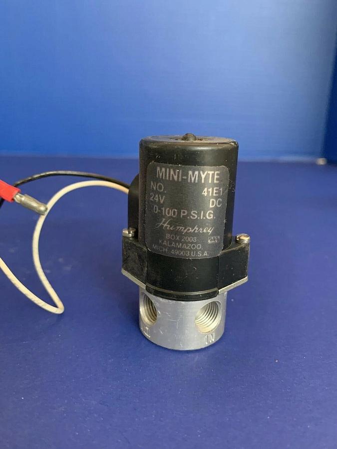 Used Humphrey 41E1 4-Way Solenoid Valve, 24VDC, 0-100 PSIG, Used