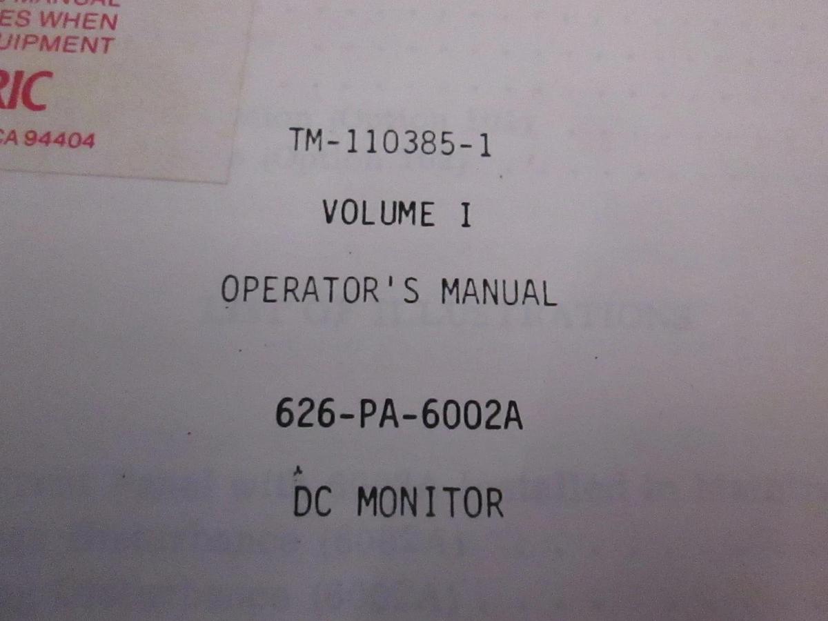 Used Dranetz TM-110385-1 Volume 1 Operator's Manual, Used