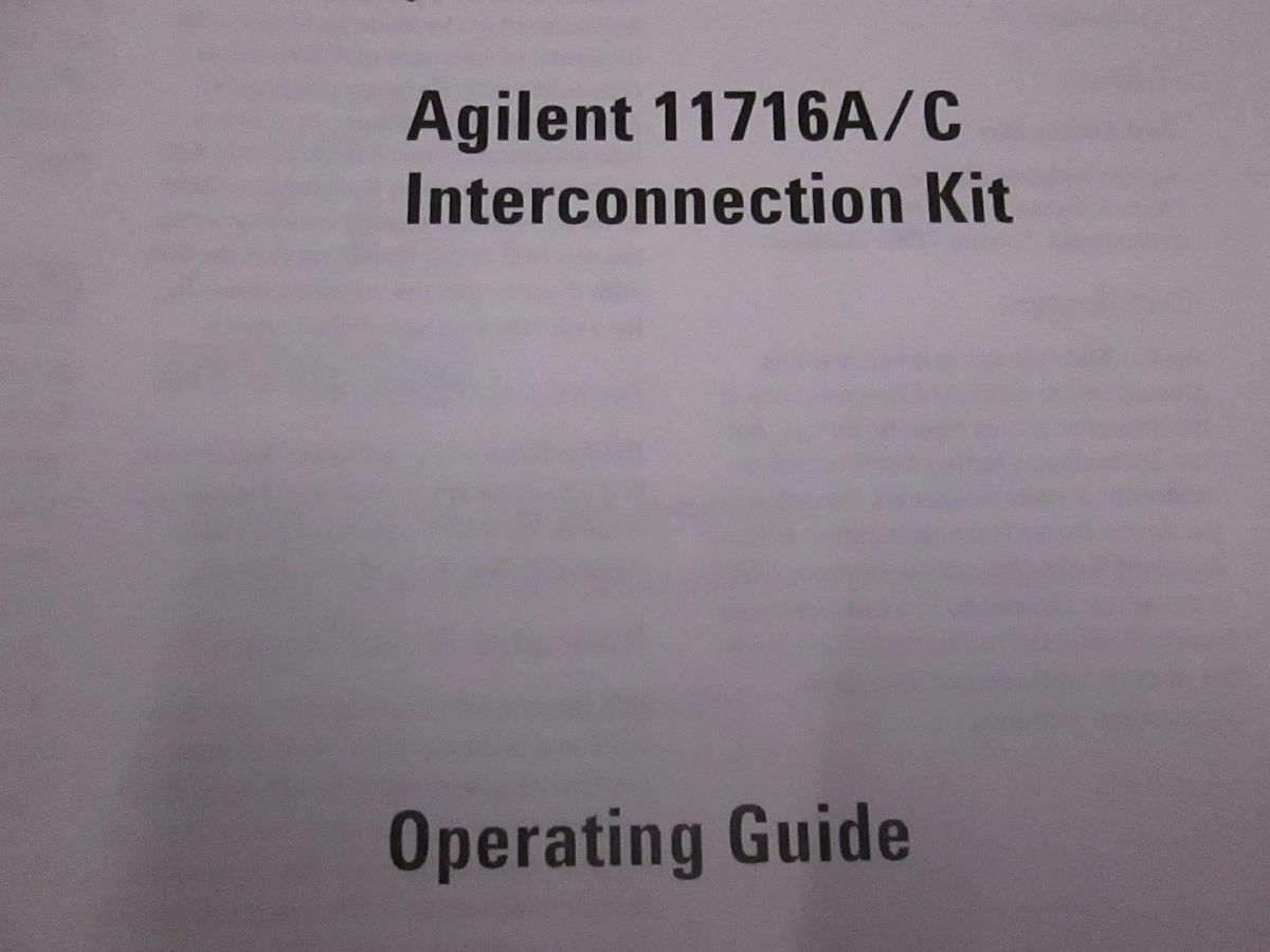 Used Agilent Tech Model 11716A/C Interconnection Kit Operating Guide, Used