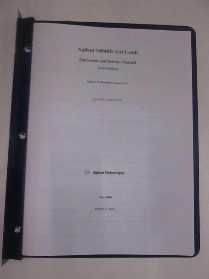 Used Agilent 16048D Test Leads, Operation and Service Manual, Used