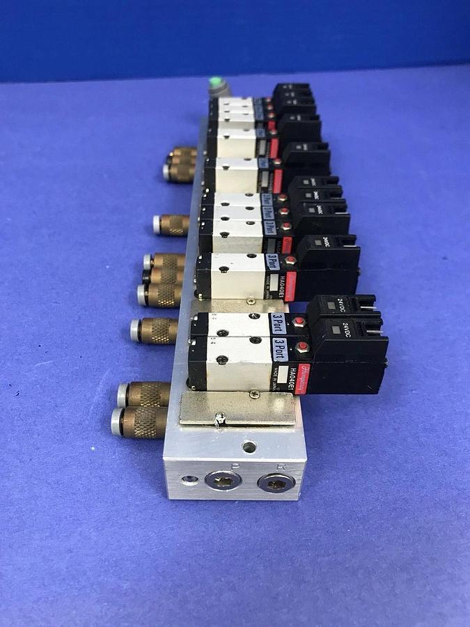 Used Humphrey HA040E1 Solenoid Valve, 11 Valves, Manifold Mounted, Used