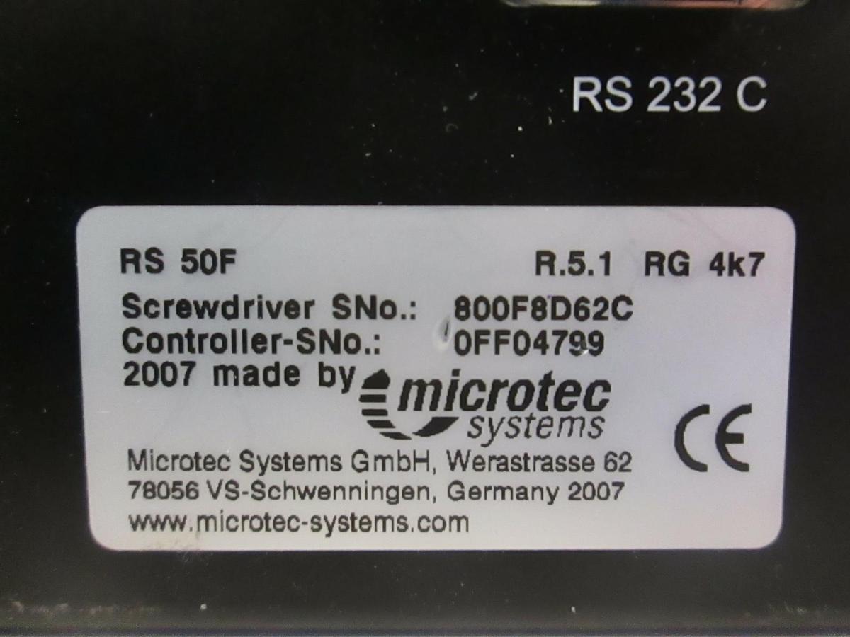 Used Microtec Systems RS 50F Torque Screwdriver Controller, Used