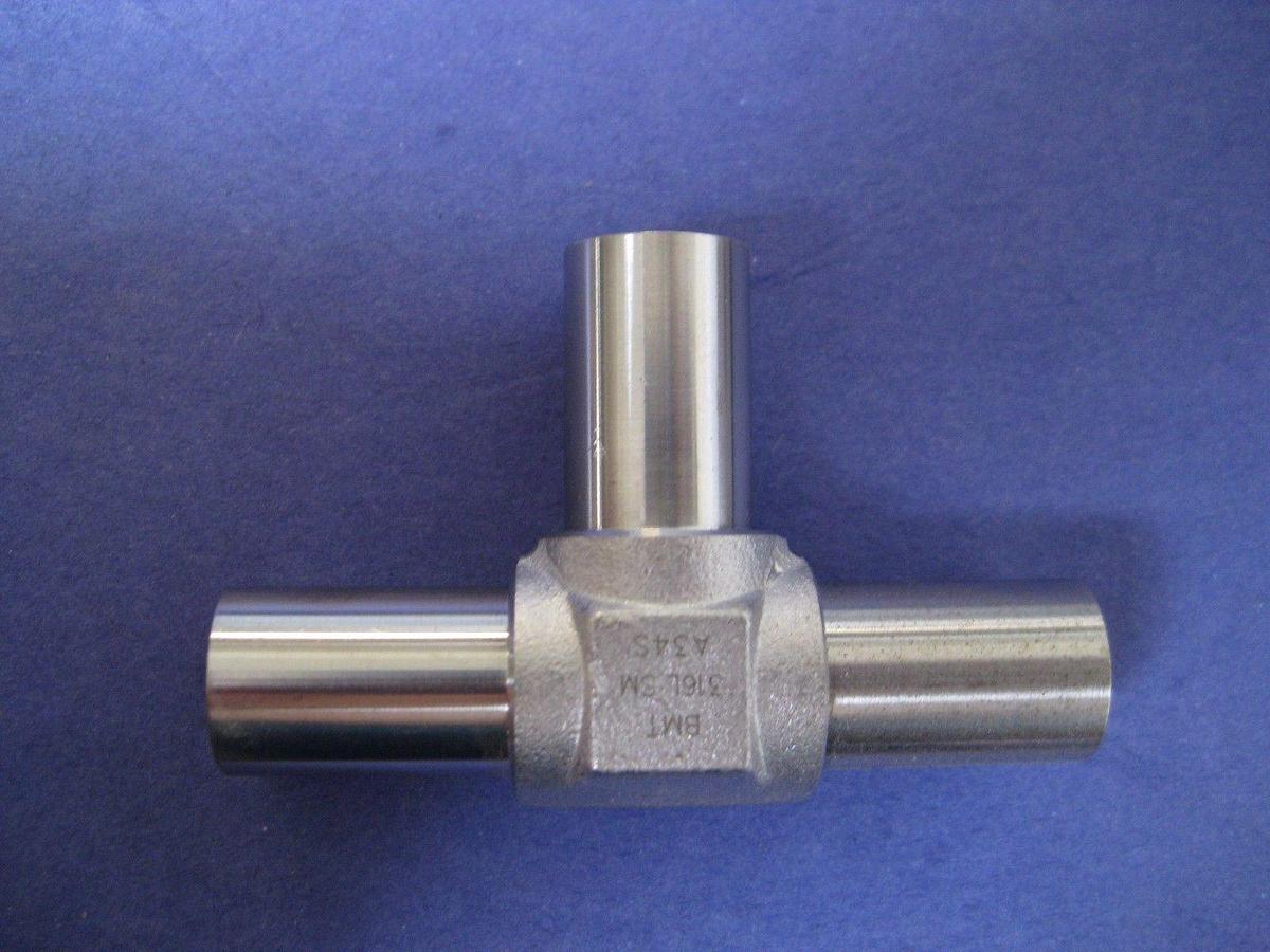 Stainless Steel 1/2" Tube Butt Weld Tee Union Tee, BMT, Lot of 4, New