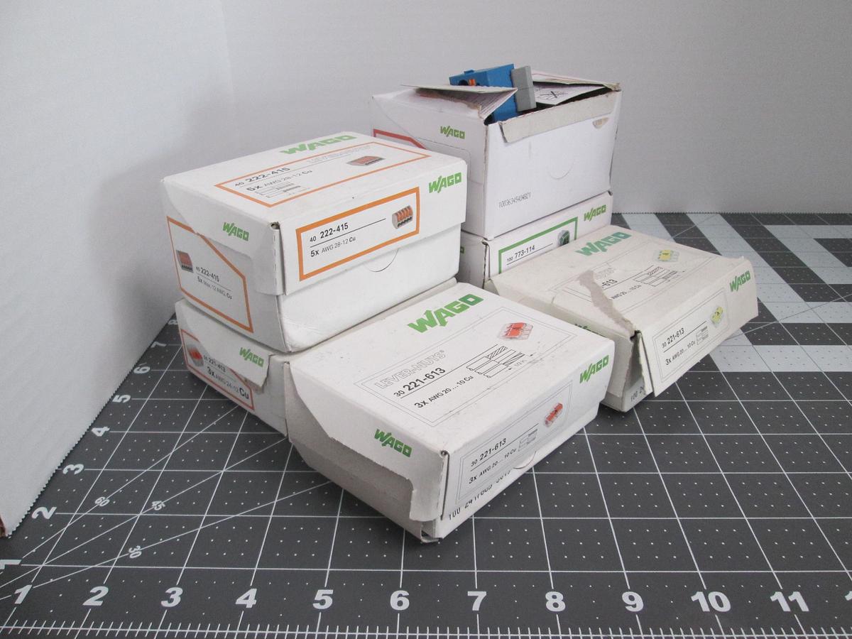 Used WAGO, Wire Connectors Lot of 6 Boxes 221-613, 773-173, 222-415,221-413-773-114