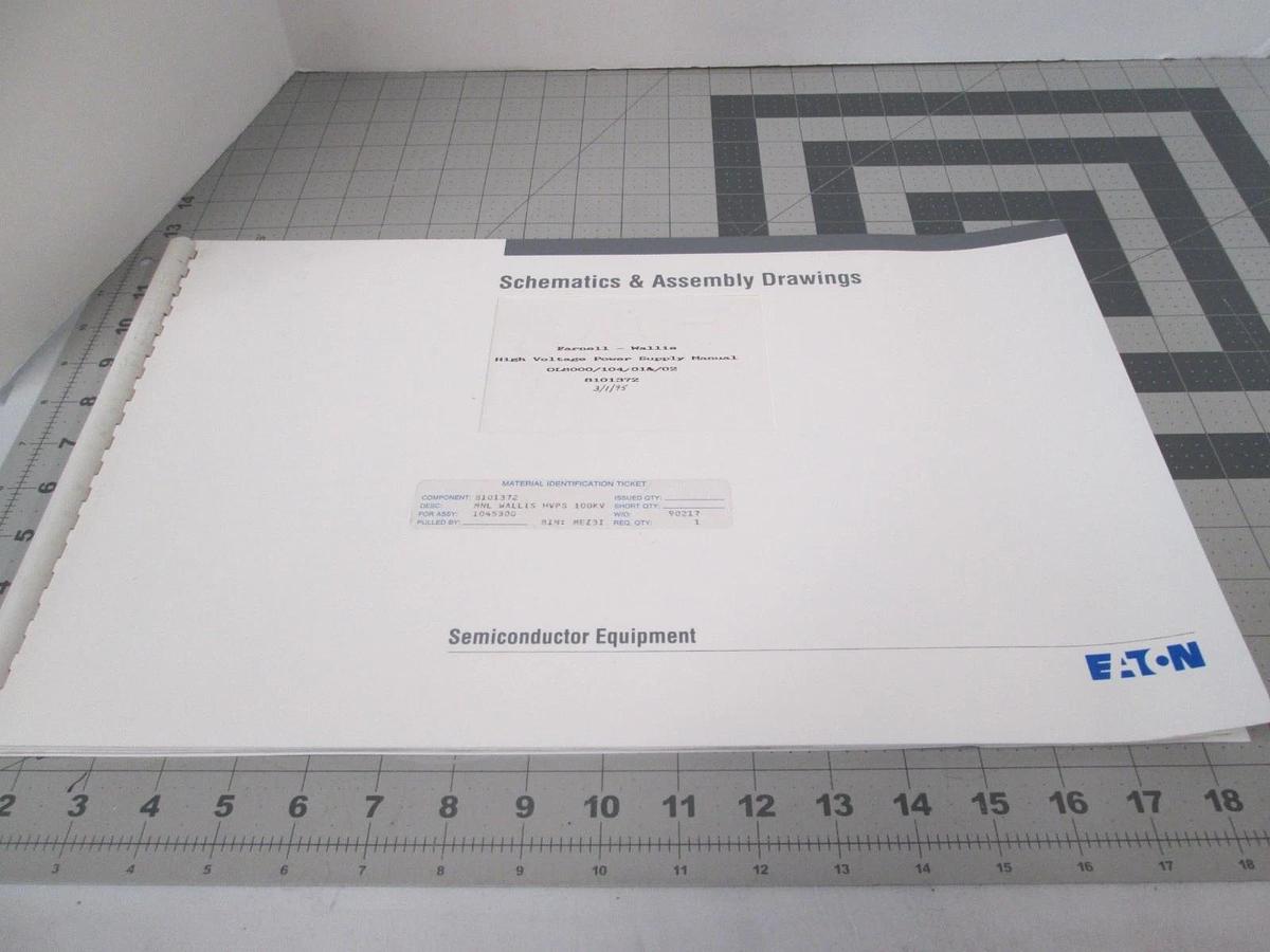 Used Eaton, 0L8000/104/01&/02, High Voltage Power Supply Manual, Used