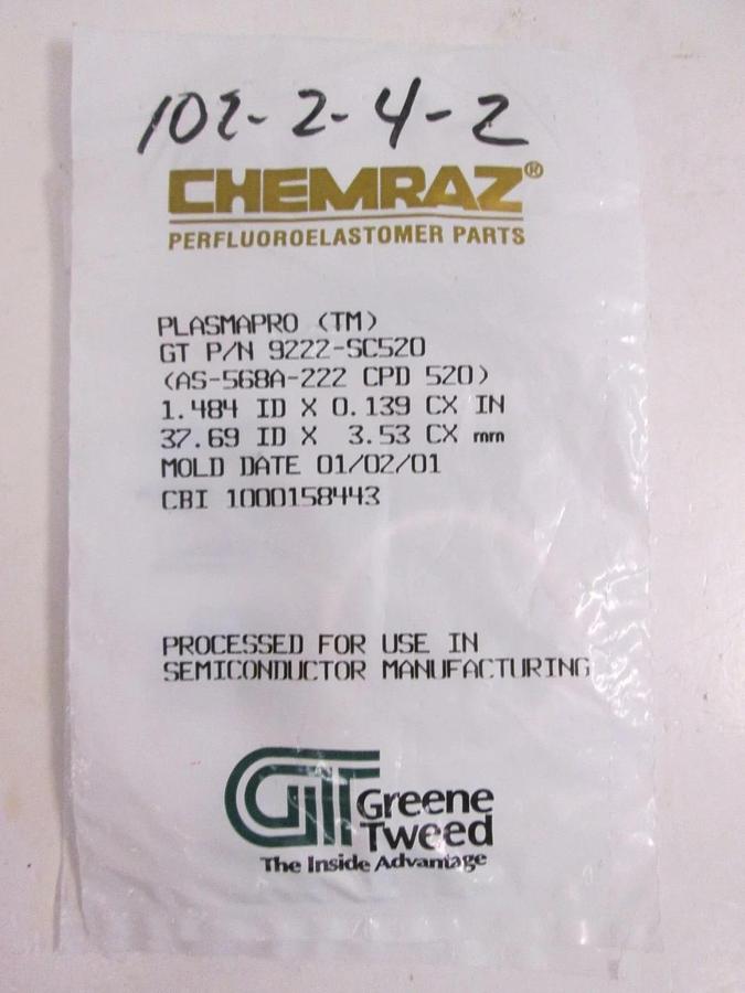 O-Ring, Chemraz, 9222-SC520 1.484 ID x 0.139 cx In 37.69 ID x 3.53 cx mm, NIP
