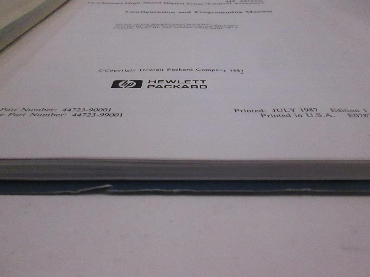 Used HP 3852A Data Acquisition/Control Unit Config and Programming Manual, Used