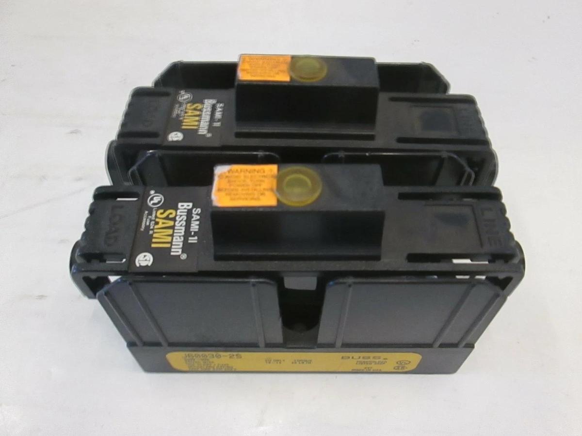 Used Bussman J60030-2S Fuse Holder w/ 2 AJT15 Fuses, Used