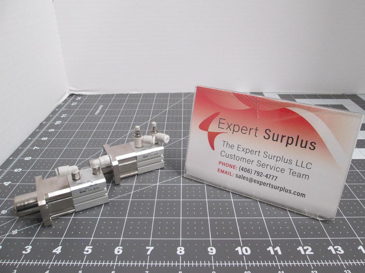 Used SMC CDQSB16-10DC Compact Pneumatic Cylinder Lot of 2