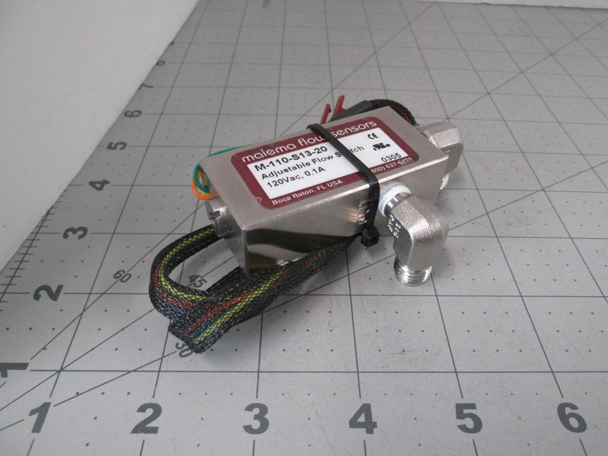 Malema Engineering, M-110-S13-20, Flow Switch, 120VAC, 0.1A, New