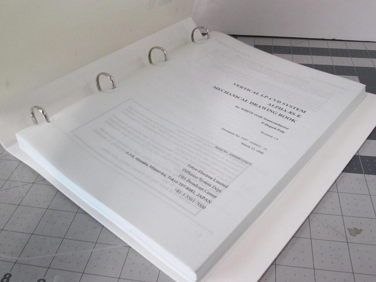 Used TEL Tokyo, ALPHA-8S-E, Mechanical Drawing Book P-Doped-POLY, Used