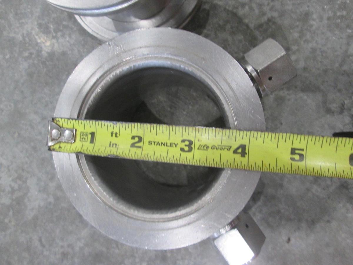 Used 3" Stainless Steel Adapter w/ Two 1/2" FVCR Fittings, Used, Lot of 2