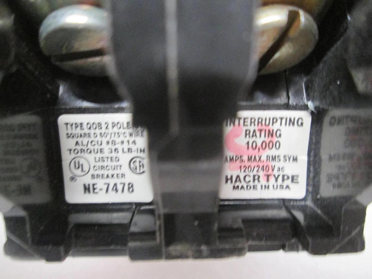 Square D, 2 Pole, HACR Type, Circuit Breaker, NE-7478, New