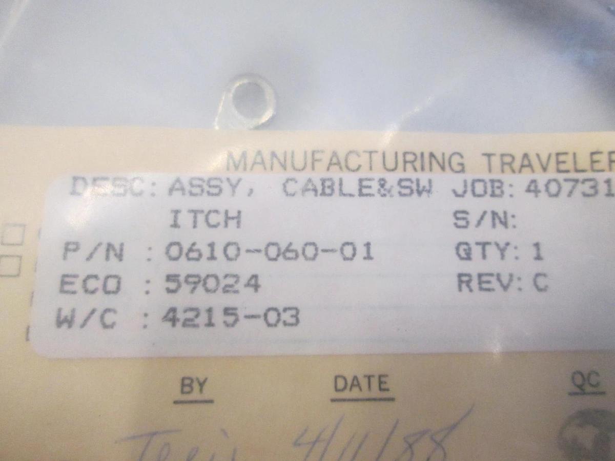 Cable & SW Assy, 0610-060-01, New