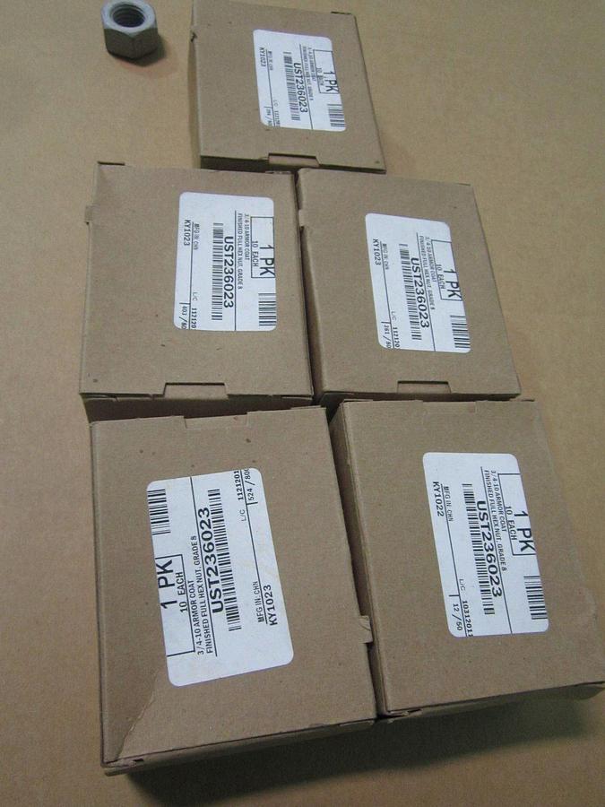 Used ARMOR COAT UST236023, Hex Nut, Grade 8, 3/4-10, 5 boxes of 10, 50 total