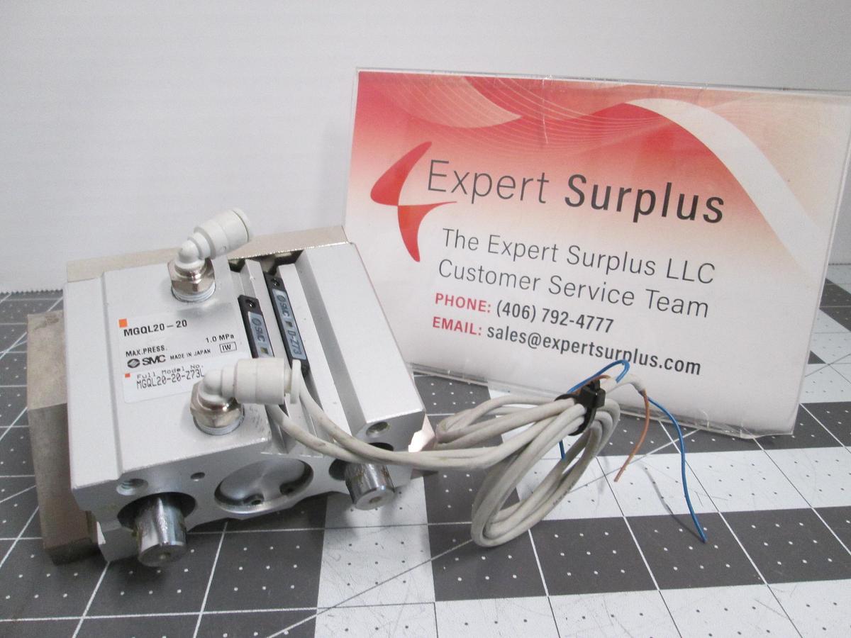 Used SMC MGQL20-20 Guided Cylinder Dual D-Z73 Auto Switches MGQL20-20-Z73L Actuator
