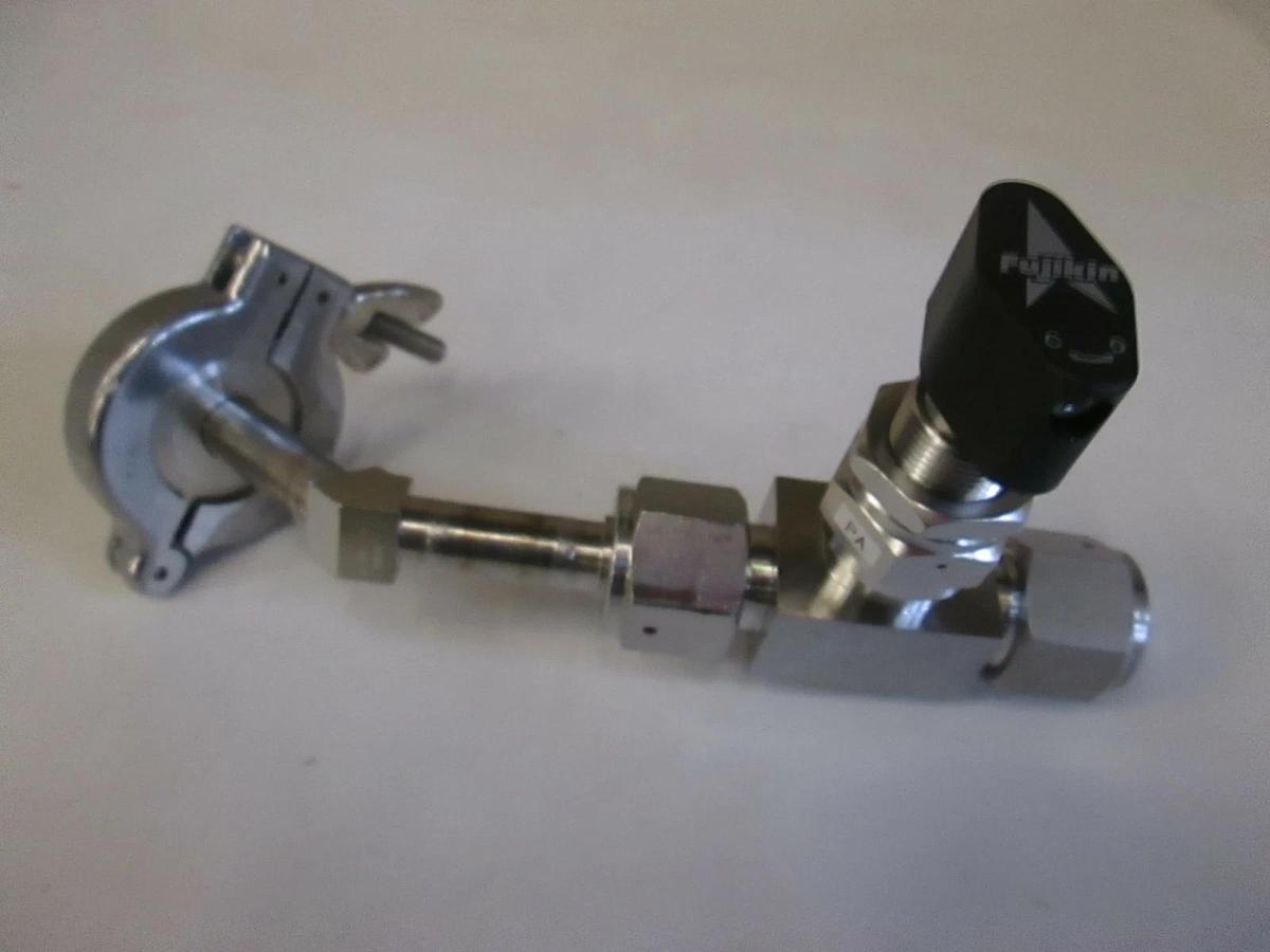 Used Fujikin 1/2 Turn Shut Off Valve, 6LVV-P-MDB7 MicroFit, w/ Clamp, Used