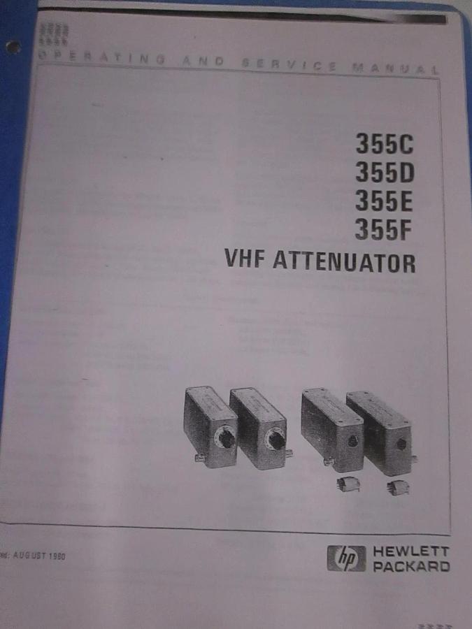 Used HP VHF Attenuator 355C, 355D, 355E, 355F Operating and Service Manual, Used