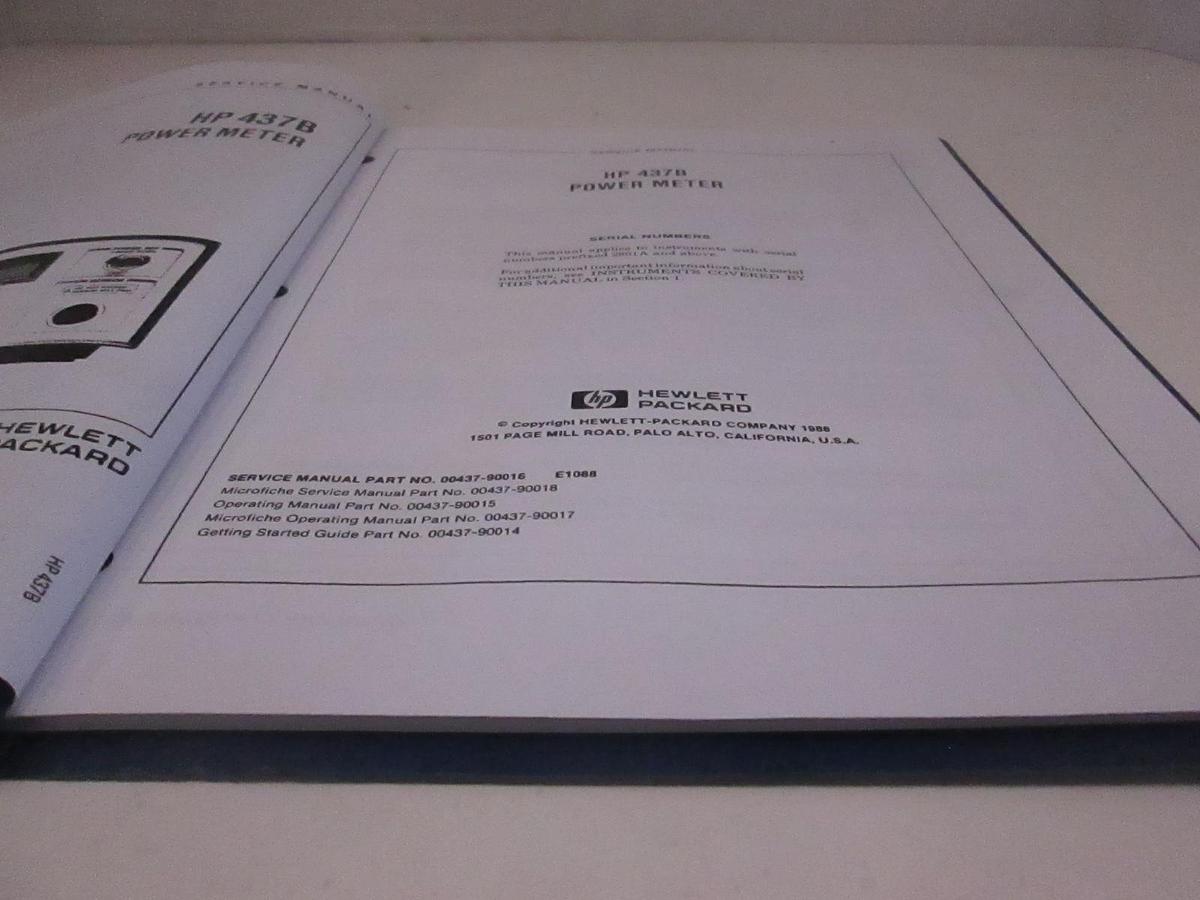 Used HP Model 437B Power Meter Service Manual, 00437-90016, Used