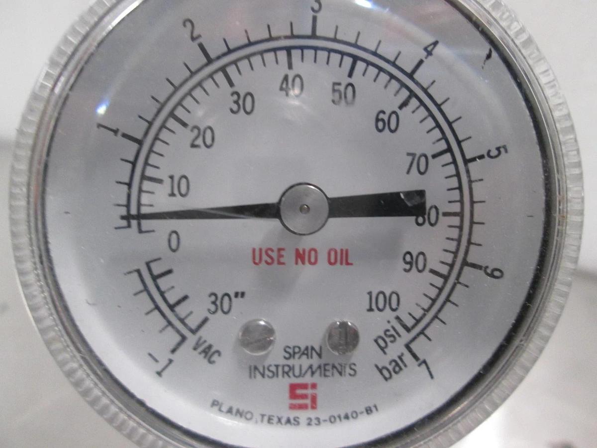 Used Veriflo Gas Regulator Assy, IR401S-4PB-V1-4, w/ 30-0-100 PSI Gauge, Used