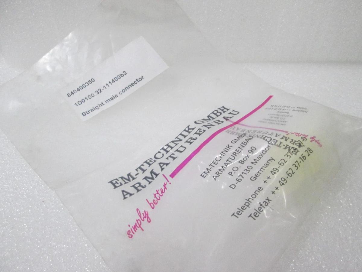 EM-Technik GMBH, 1D0100.32-111400b2, Straight Male Connector, New
