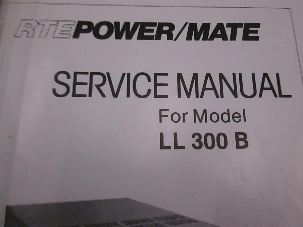 Used RTE Power/Mate Model LL 300 B Service Manual, Used
