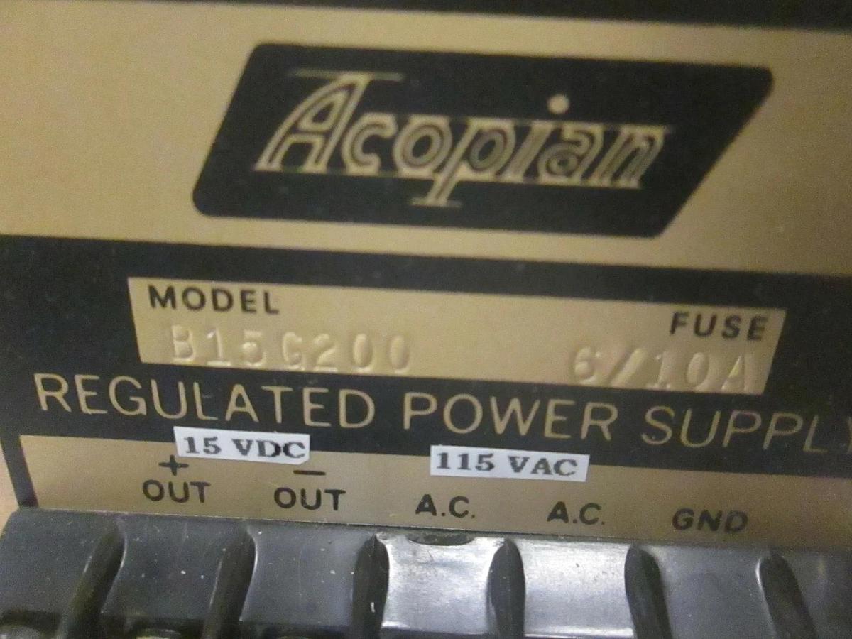 Used Acopian, Regulated Power Supply, B15G200, Used