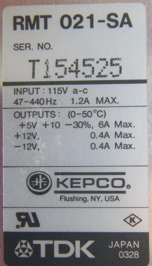 Used Kepco TDK RMT 021-SA Power Supply, Used
