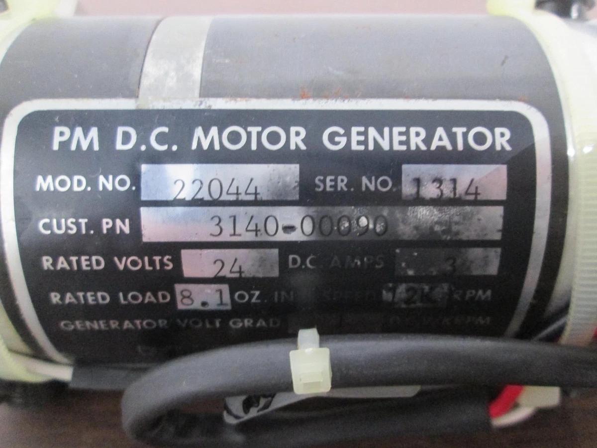 Used PM D.C. Motor Generator, Model 22044, 24V, 8.1oz Load, Motor Assy, Used
