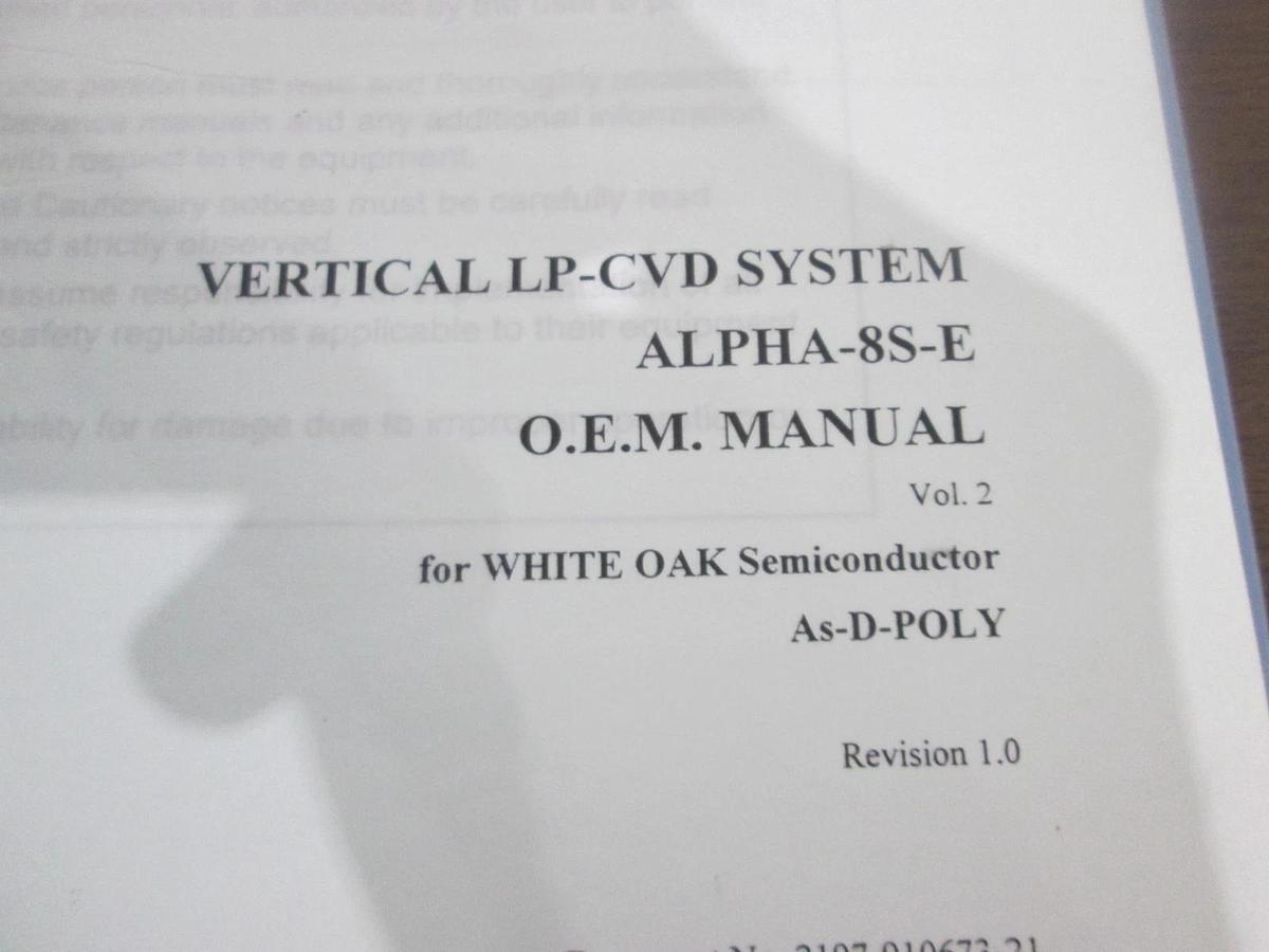 Used Tokyo Electron, ALPHA-8S-E, As-D-Poly O.E.M. Manual, Vol 2, Used