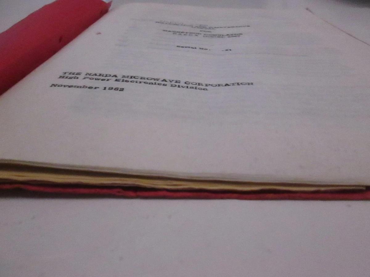 Used Narda 2588 Magnetron Modulator Instruction and Maintenance Manual, Used