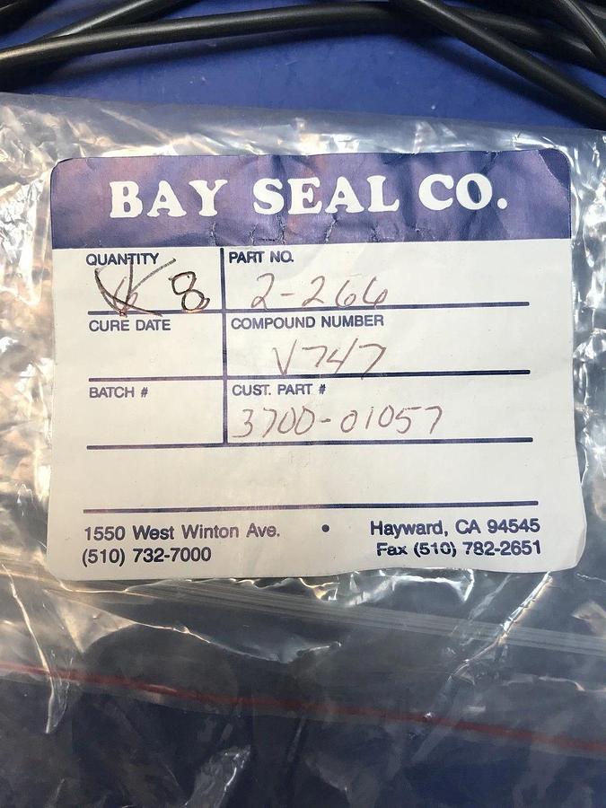 Bay Seal Co. O-Ring, 2-266, V747, 8" OD, Lot of 4 New