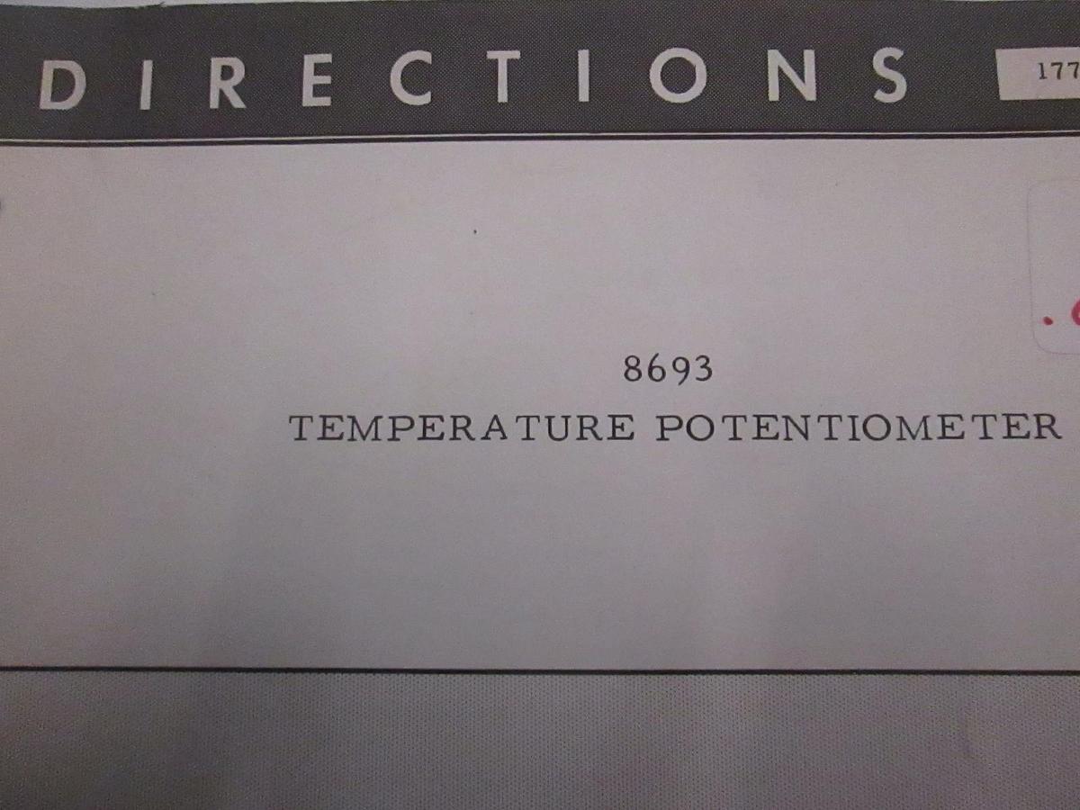 Used Leeds and Northrup 8693 Temperature Potentiometer Directions, Used