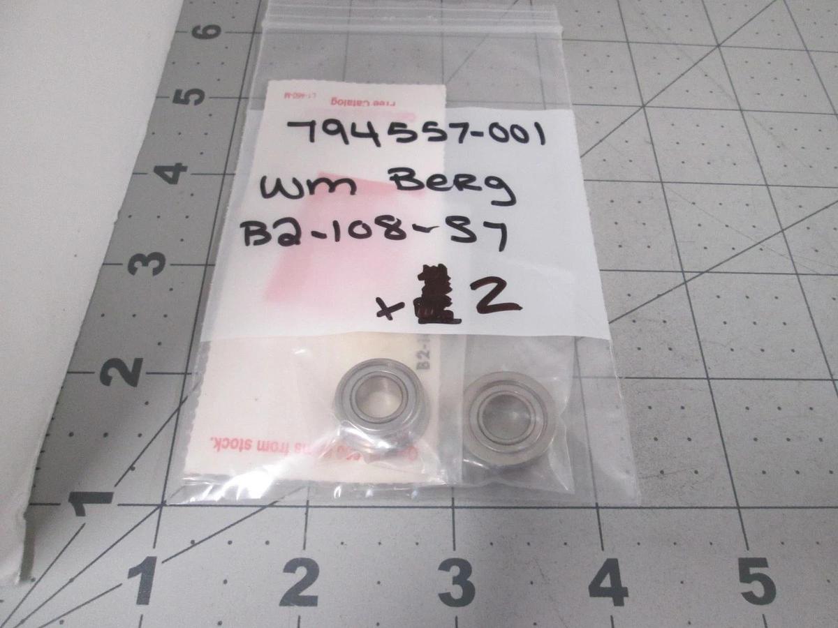WM Berg, B2-1Q8-S7, Ball Bearing, 16mm OD 8mm ID, Single Row, New, Lot of 2