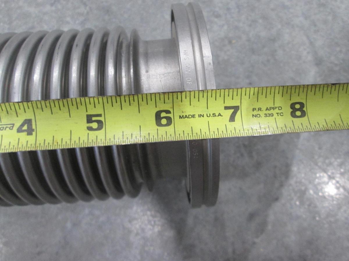 Used Stainless Steel Formed Bellows Vacuum Pipe/Hose, 7"L, 107MM Flange, Used
