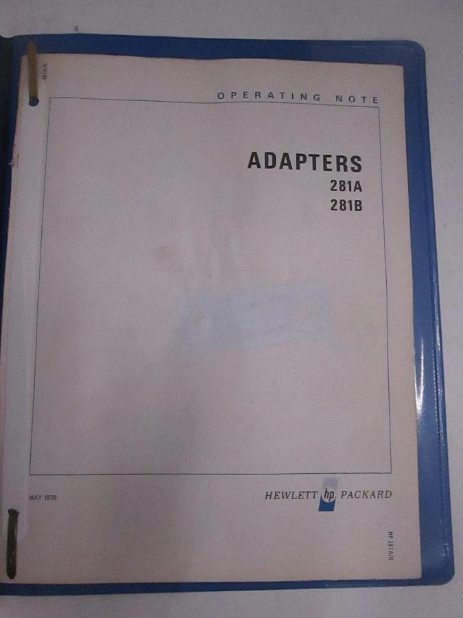 Used HP 281A and 281B Adapter Operating Note, Used
