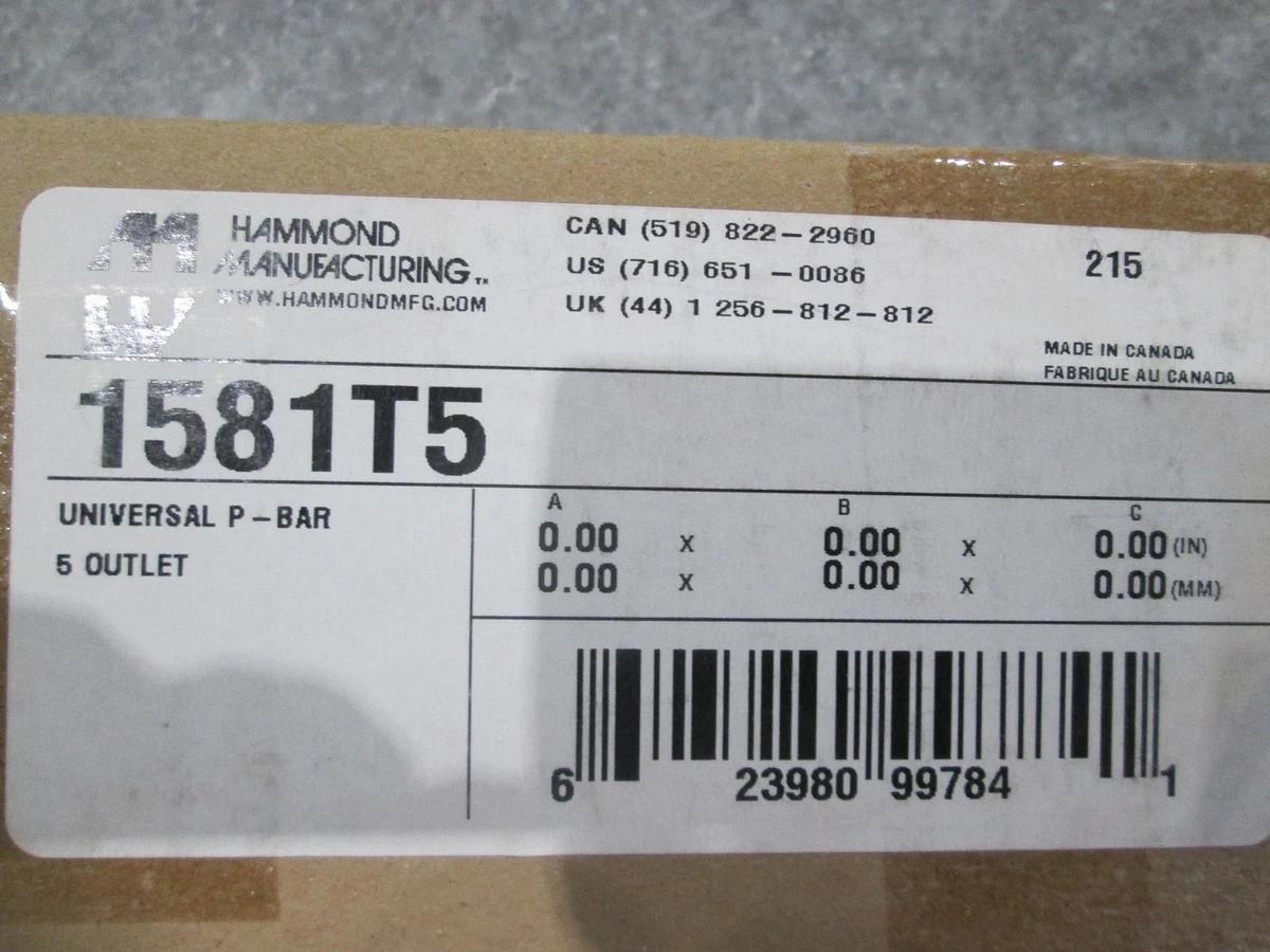 Hammond Manufacturing, 1581T5, Universal P-Bar, 5 Outlet, New