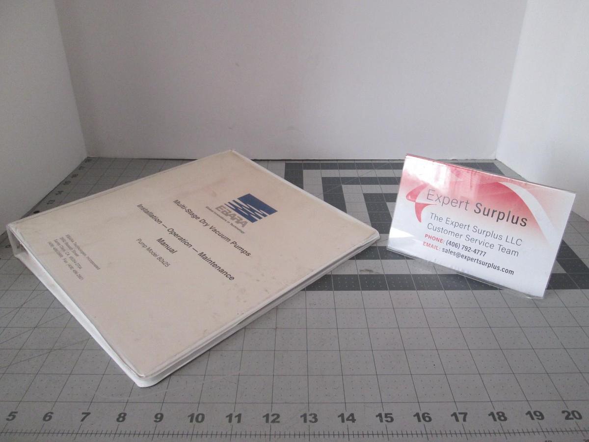 Used Ebara, Model 80x25 Installation and Operation, Maintenance Manual, Used