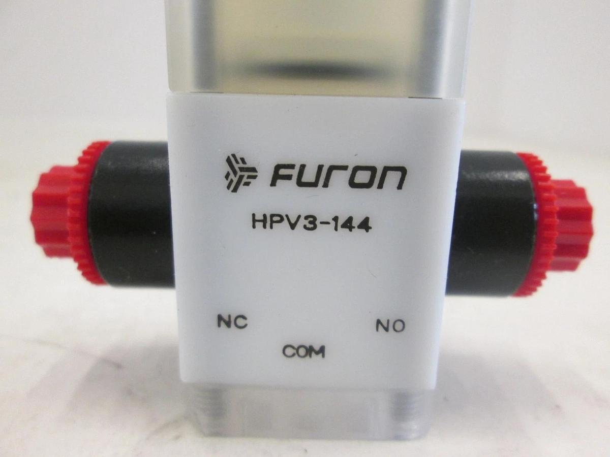 Used Furon, 3 Way Teflon Pneumatic Valve, HPV3-144, Used, Lot of 8
