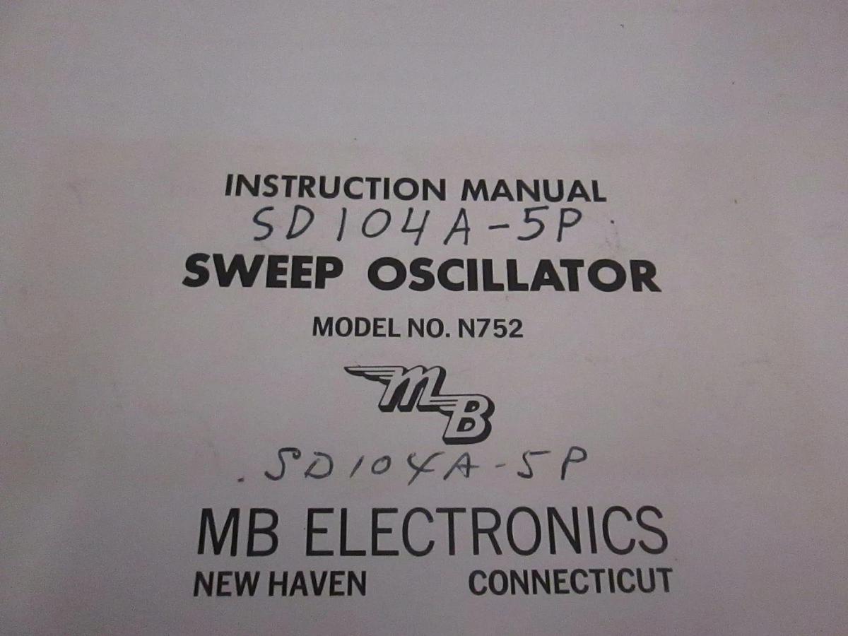 Used Teledyne Sweep Oscillator Model No. N752 Instruction Manual, Used