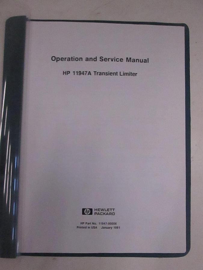 Used HP 11947A Transient Limiter Operating and Service Manual, Used