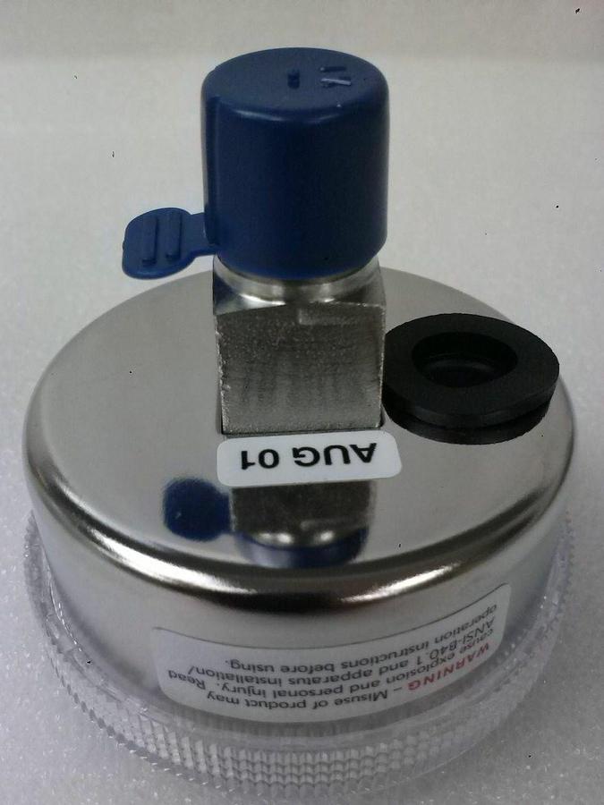 Millipore 01-0108-E Air Pressure/Vac Gauge 30Hgvac to 15psi 1/4 SS316L pipe, WB