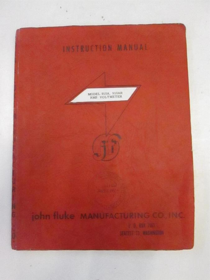 Used Fluke Model 910A, 910AR RMS Voltmeter Instruction Manual, Used