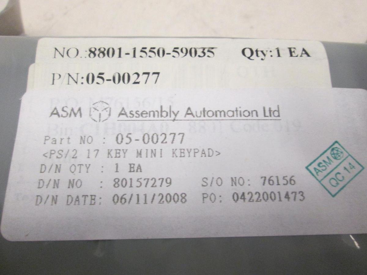 Used ASM, PS/2 17 Key Mini Keypad, 05-00277, New